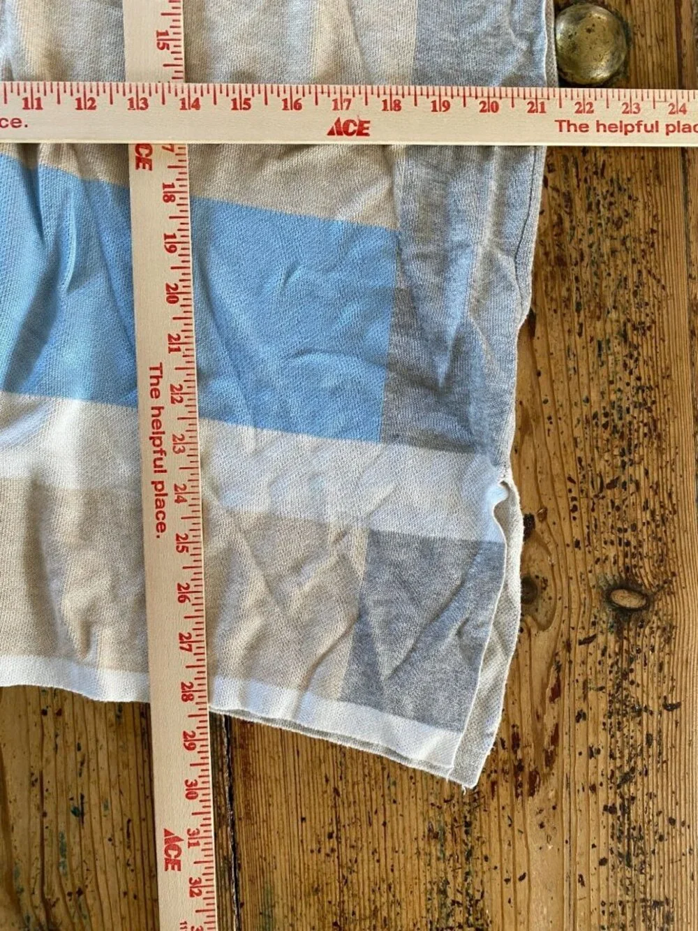 NWT Joseph A. Womens Geometric Poncho Sweater L Button Detail Pastel Blue/Gray - Picture 7 of 7